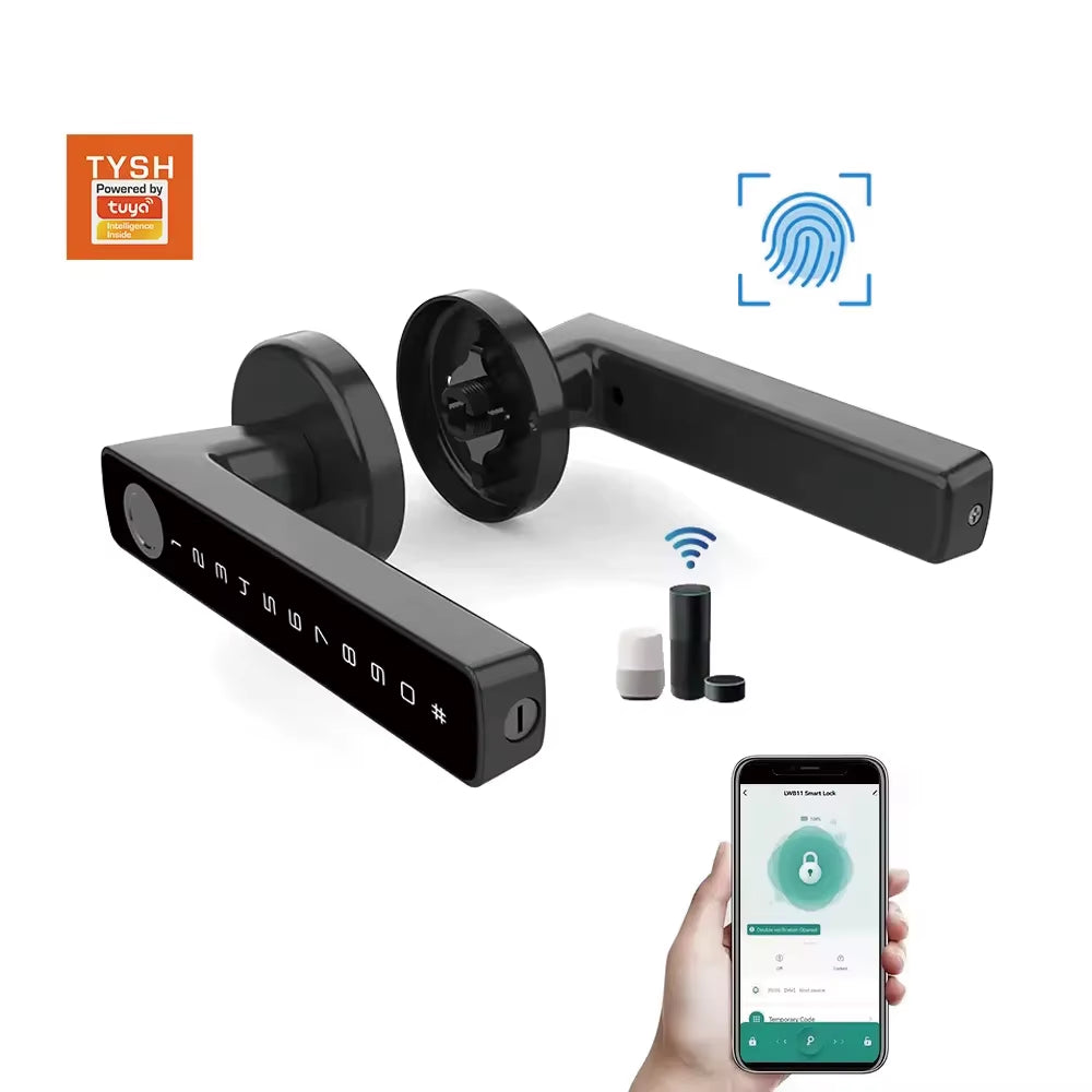 Tuya Smart Automatic Security Biometric Fingerprint Handle Lock Cerradura Inteligente Lock Electronic Smart Door Lock